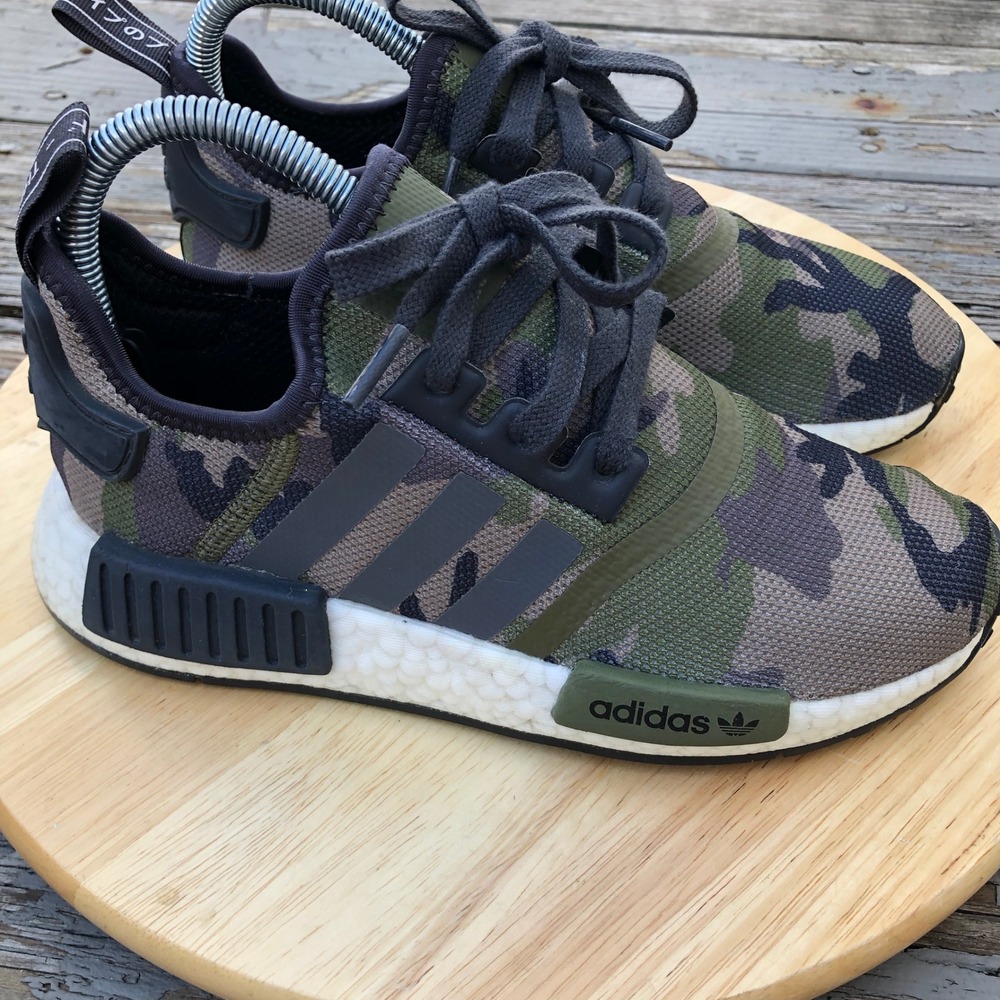 Adidas NMD R1 Sneakers Men 4.5 Women 6 US Green Camo Woodland G27567 Boost Shoes